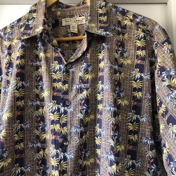 Tori Richard Cotton Lightweight Palm Tree Button Front Shirt sz L - Picture 1 of 4